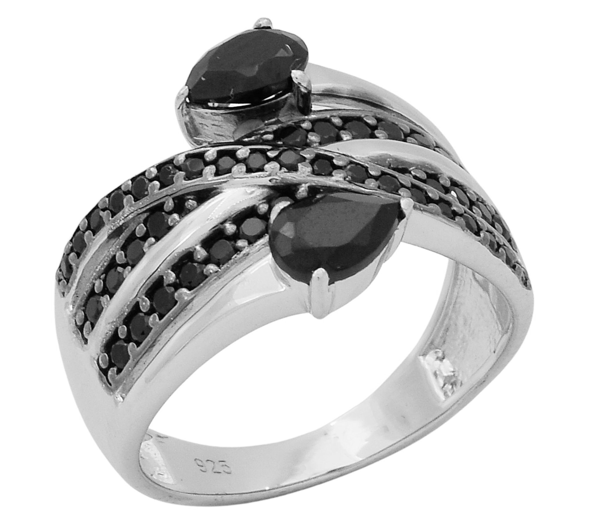 Affinity Gems Black Spinel Bypass Ring, Sterling Silver