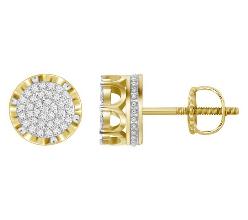 Men's Diamond Accent Round Stud Earrings, 10K Gold