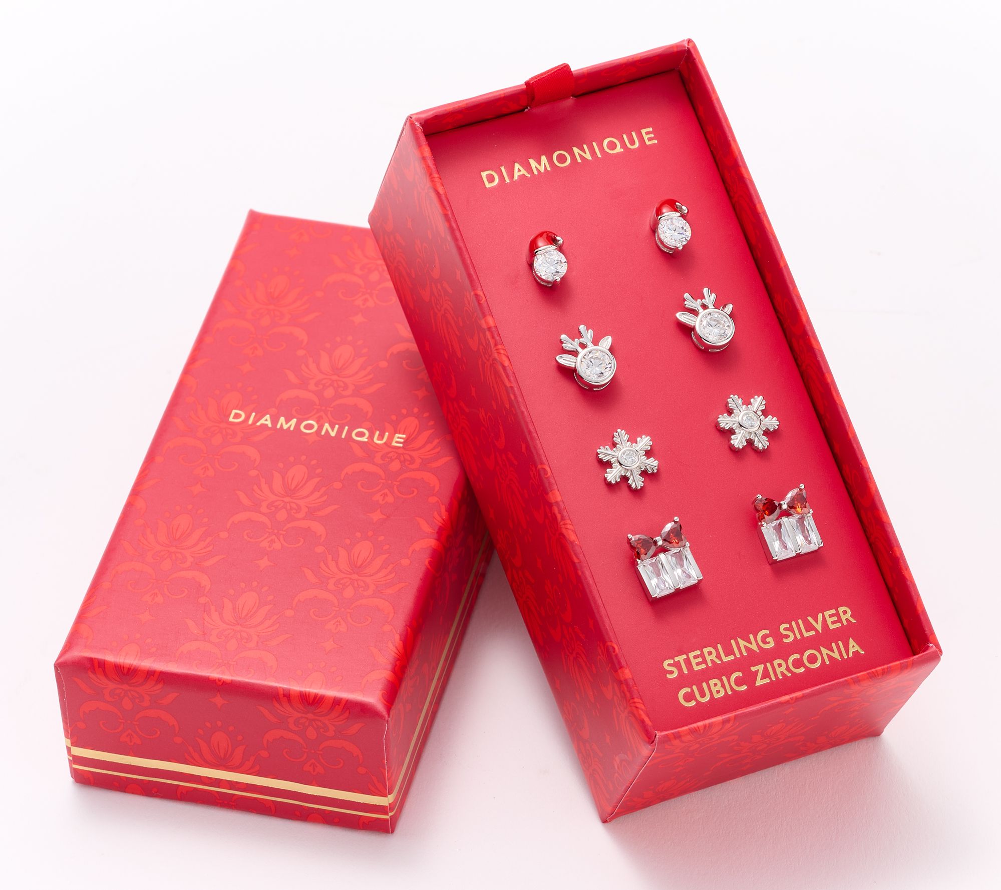 "As Is" Diamonique x Erin Moseley S/4 Holiday Studs with Box