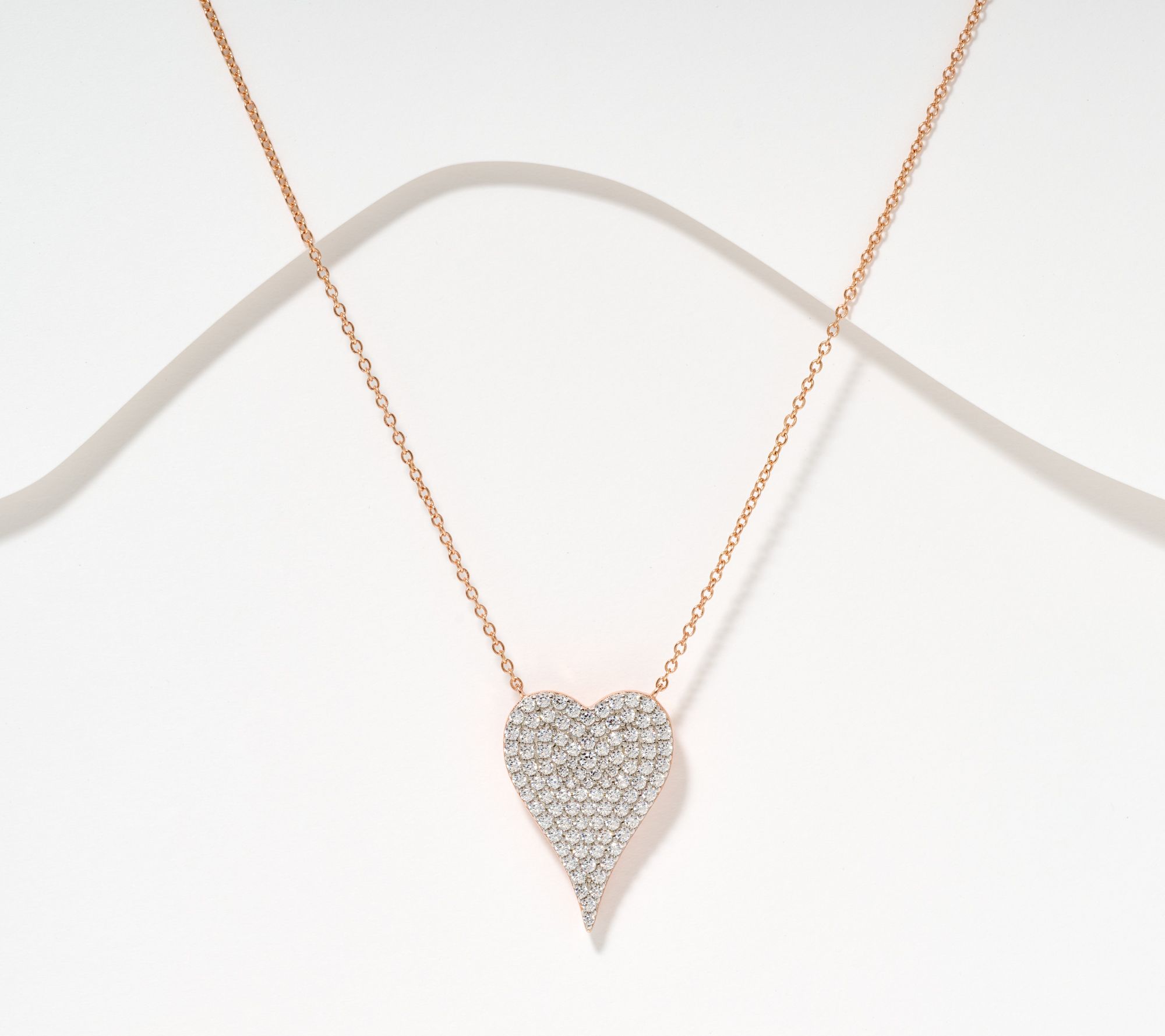Diamonique x Jennifer Miller Signature Pave Heart Necklace, Sterling Silver