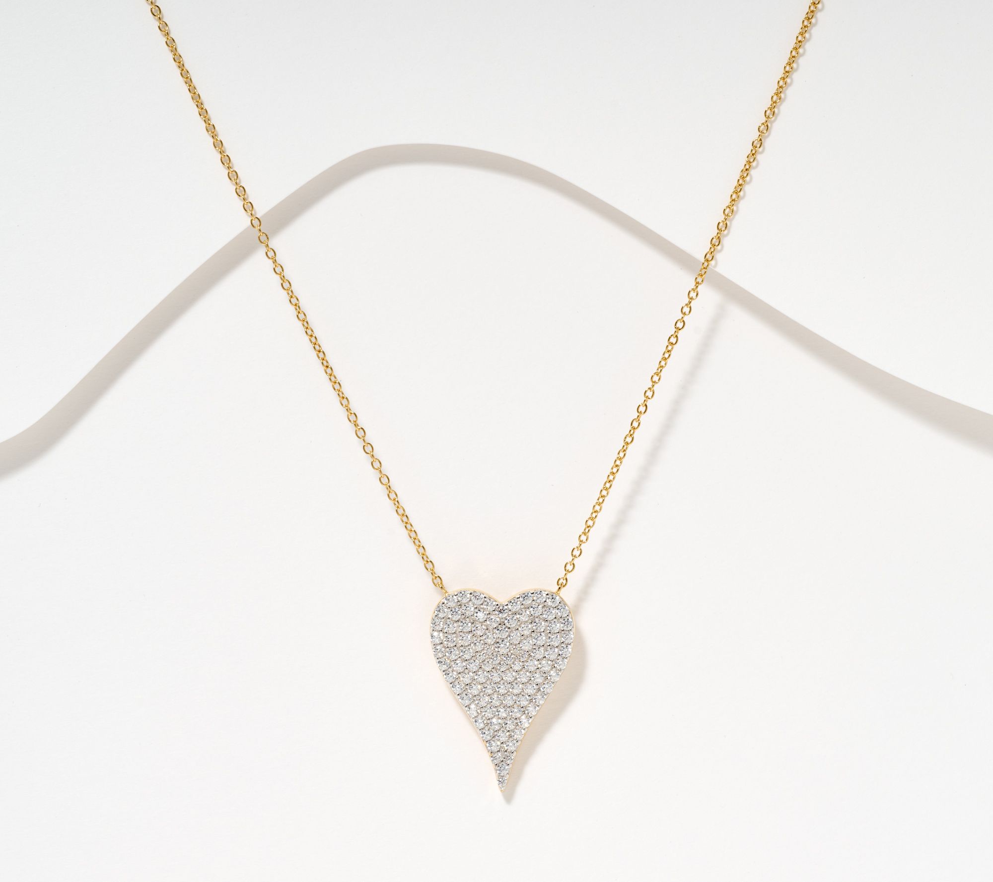 Diamonique x Jennifer Miller Signature Pave Heart Necklace, Sterling Silver