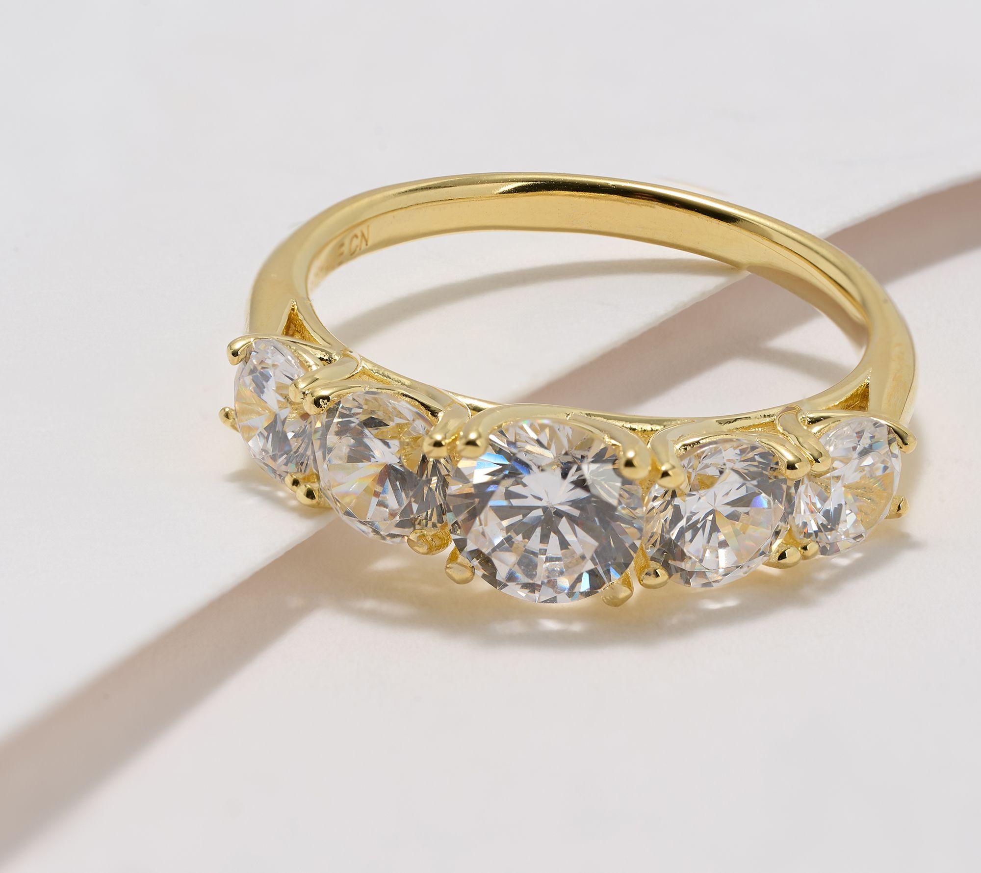 Diamonique Classics 5 Stone Ring, Sterling Silver