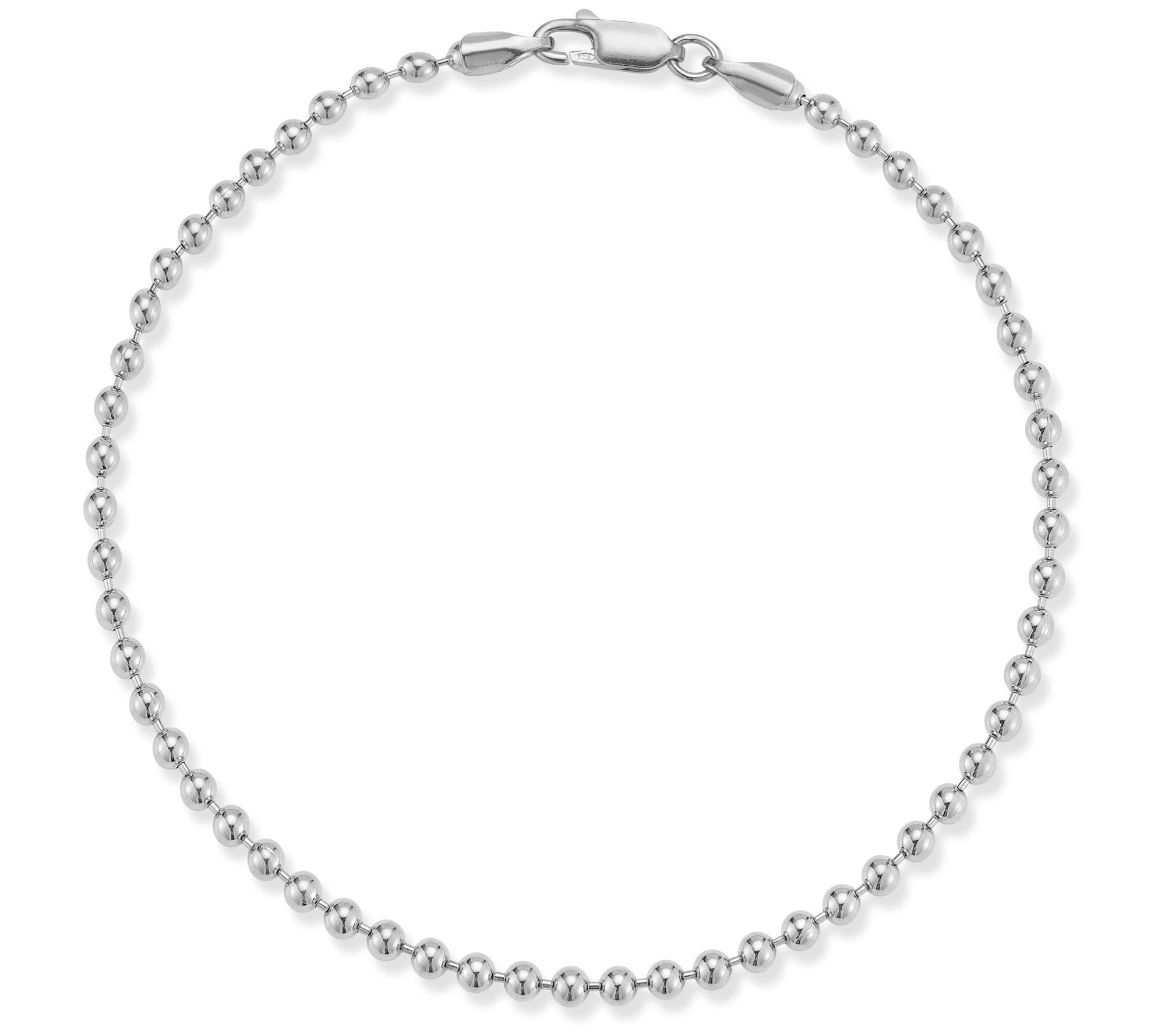 Italian Silver Men's 8.5" 3MM Ball Bracelet, Sterling