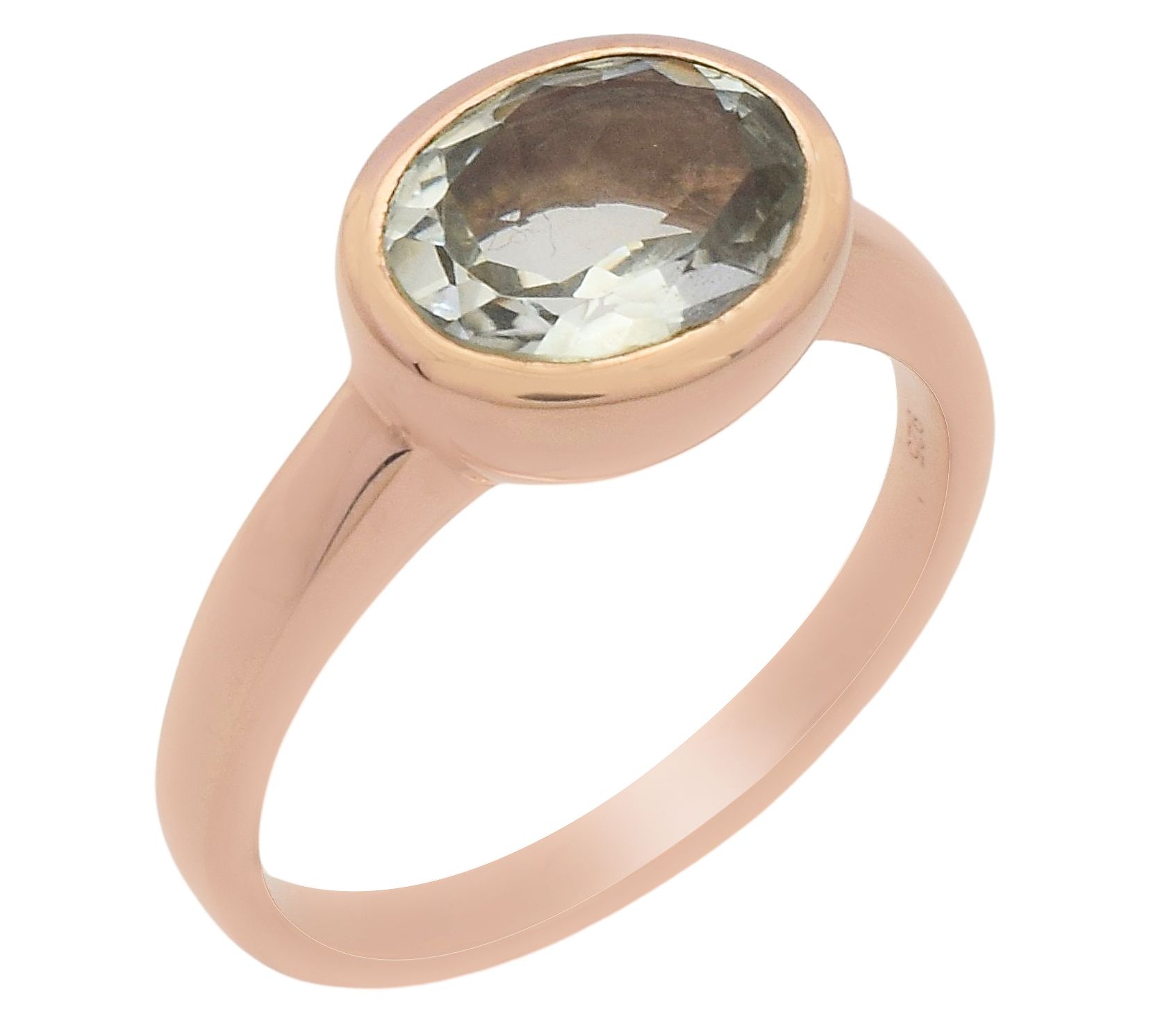 Affinity Gems Prasiolite Solitaire Ring, 14K Roe Gold Plated