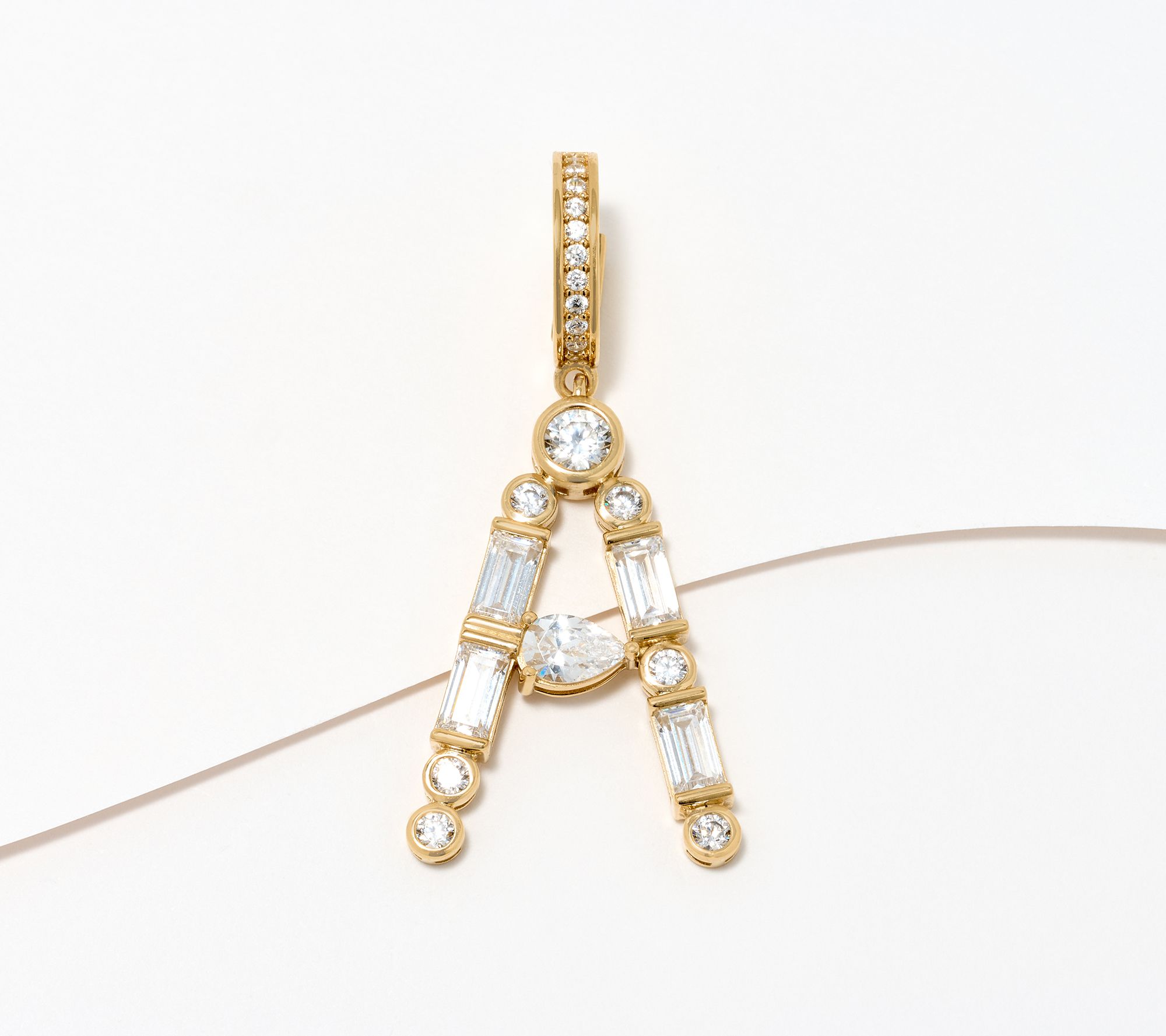 Diamonique x Lulu Frost Initial Charm Enhancer, 14K Plated