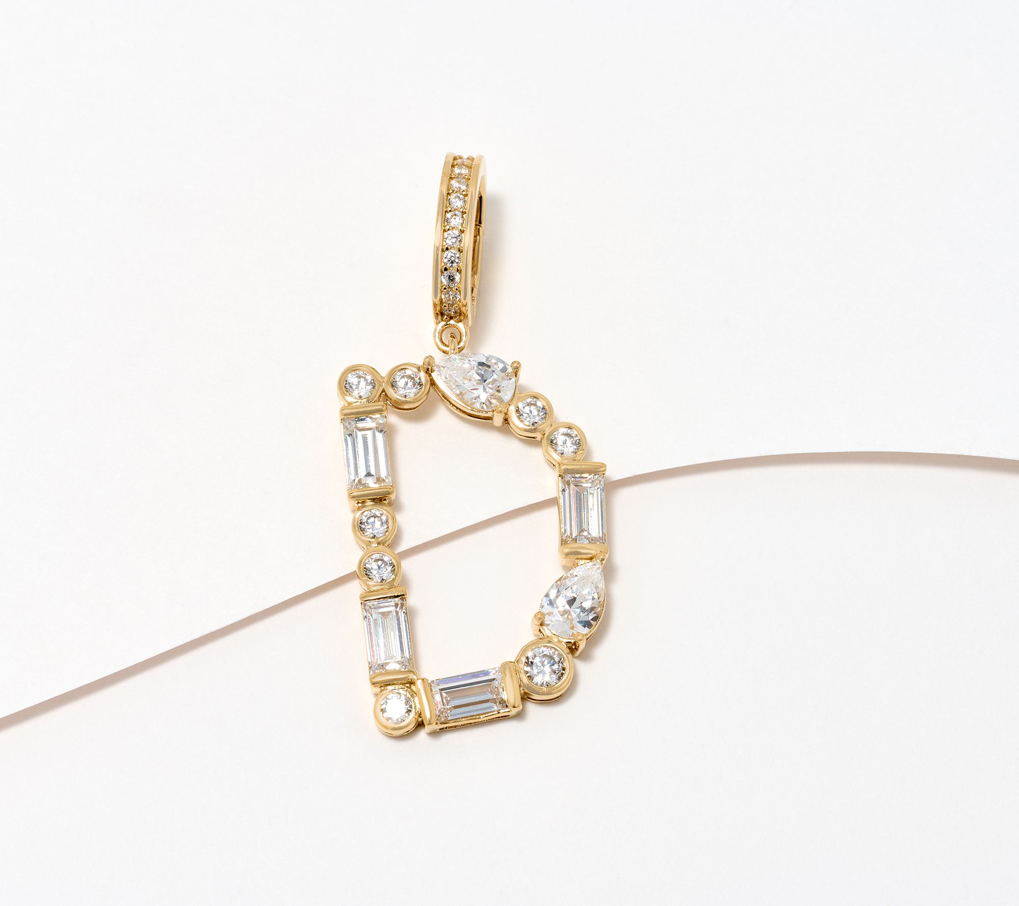 Diamonique x Lulu Frost Initial Charm Enhancer, 14K Plated