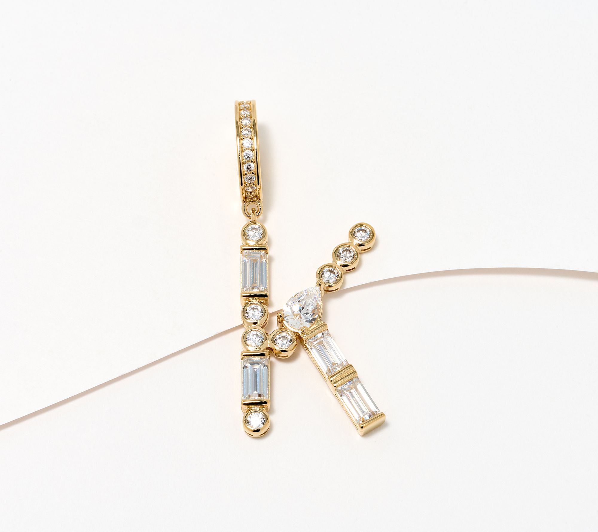 Diamonique x Lulu Frost Initial Charm Enhancer, 14K Plated