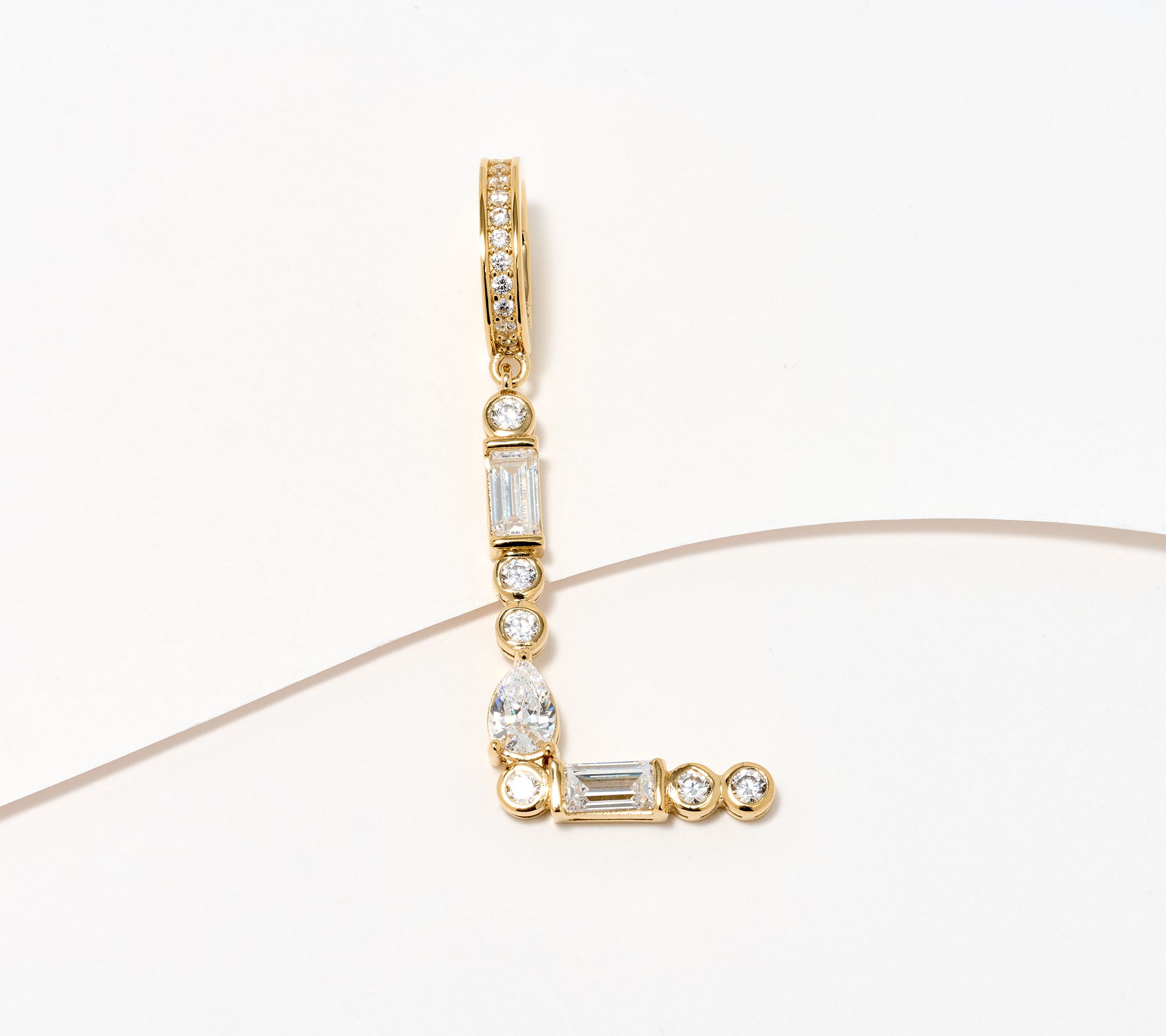 Diamonique x Lulu Frost Initial Charm Enhancer, 14K Plated