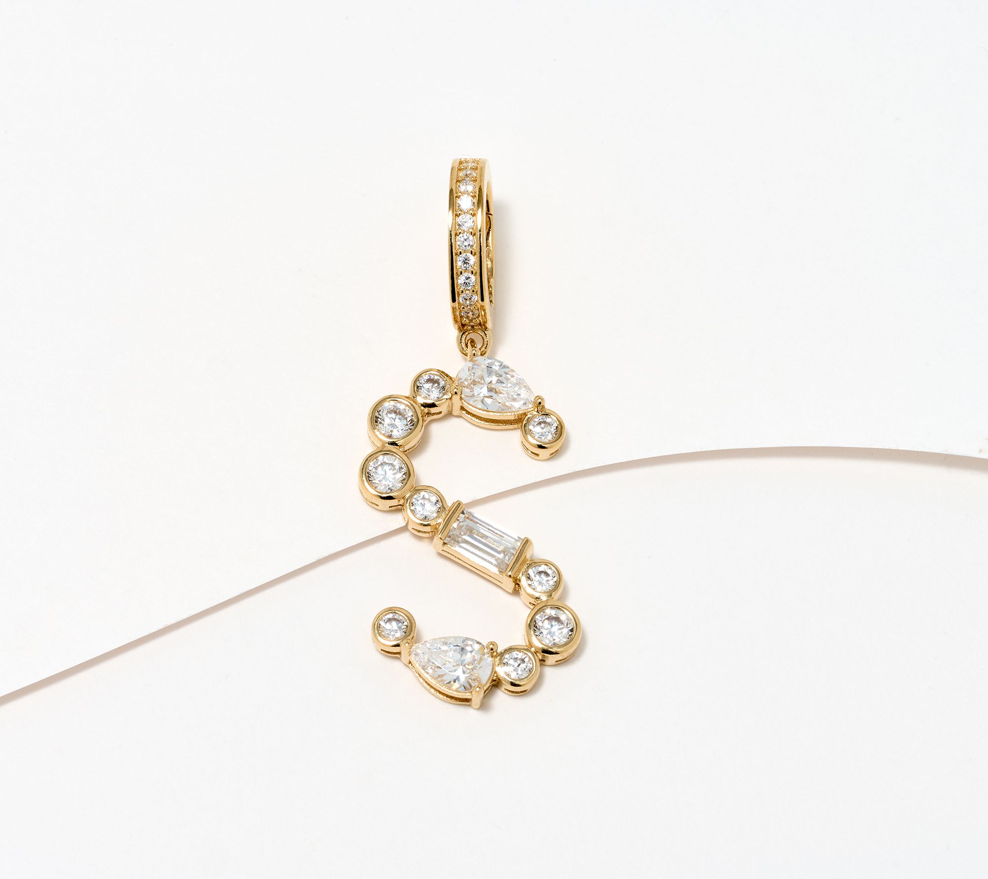 Diamonique x Lulu Frost Initial Charm Enhancer, 14K Plated