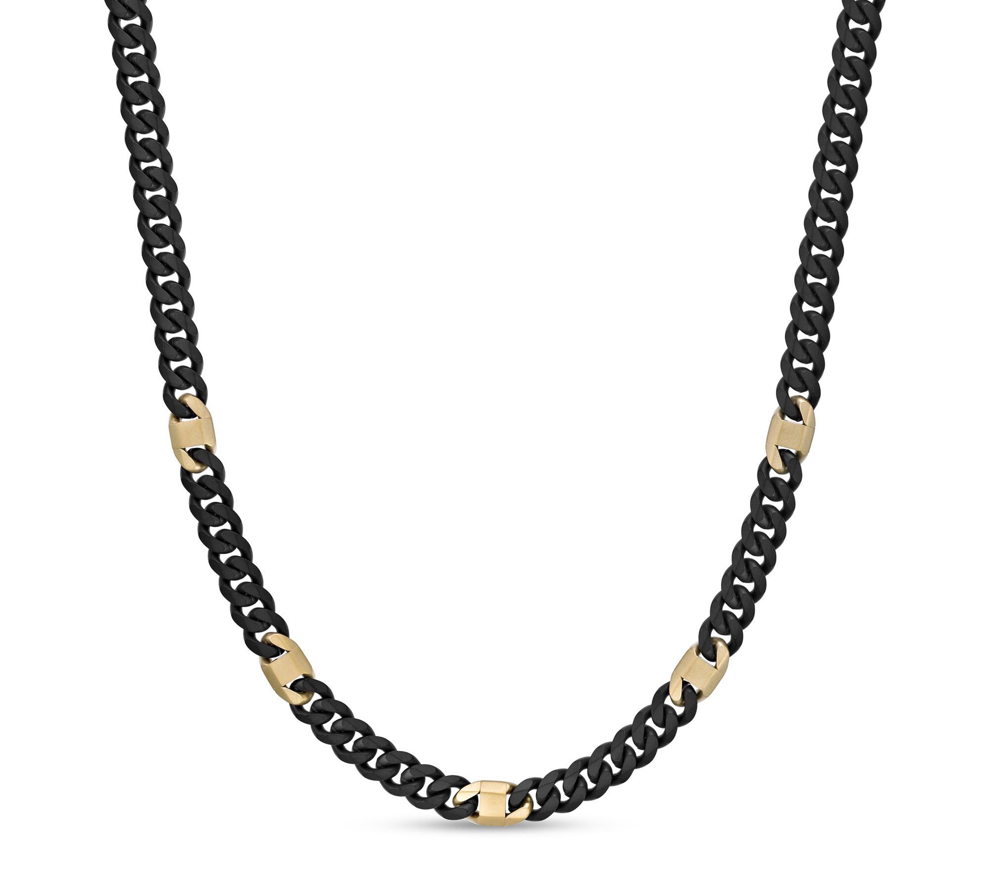 LYNX Men's Stainless Steel Matte Cuban Chain Necklace