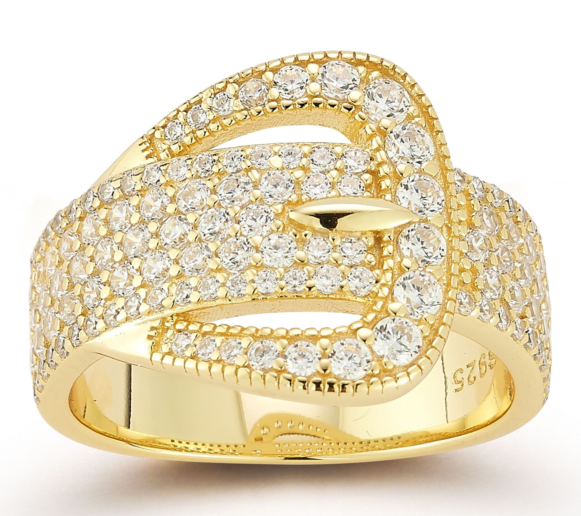 Sterlina Silver Pave Belt Buckle Band Ring, Sterling