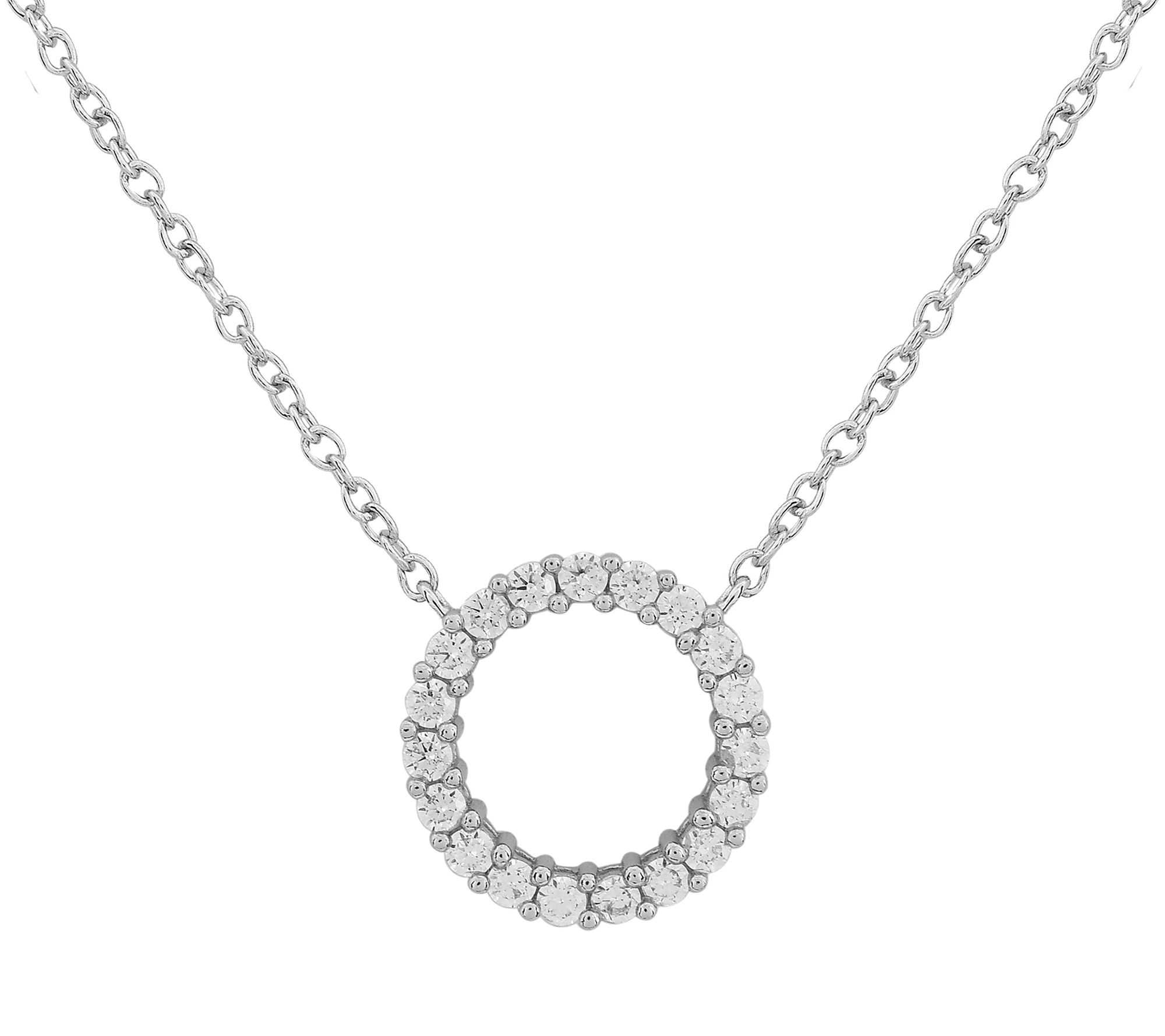 Diamonique 0.55 cttw Open Circle Necklace, Sterling Silver