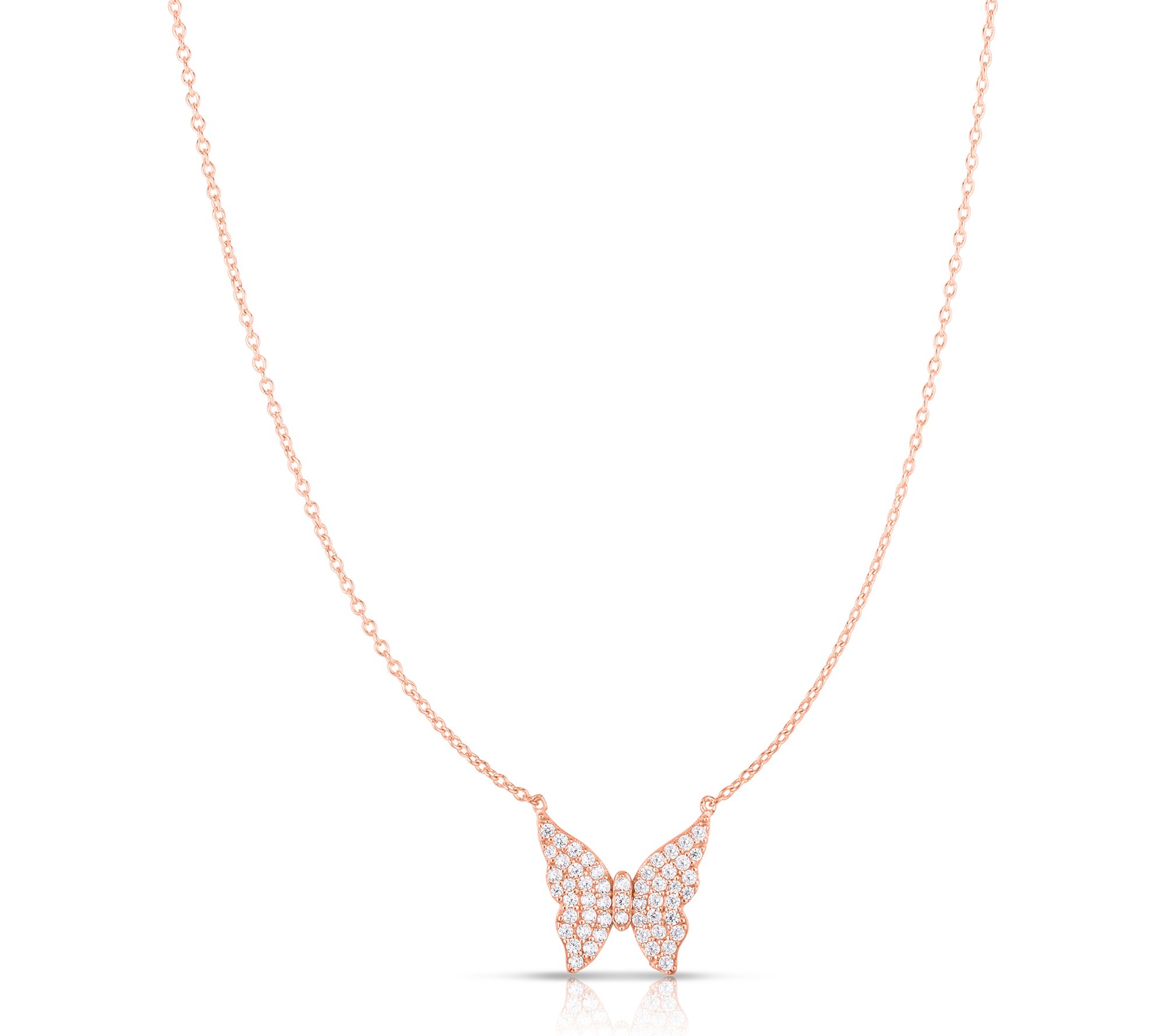 Sterlina Silver Pave Classic Butterfly Necklace, Sterling