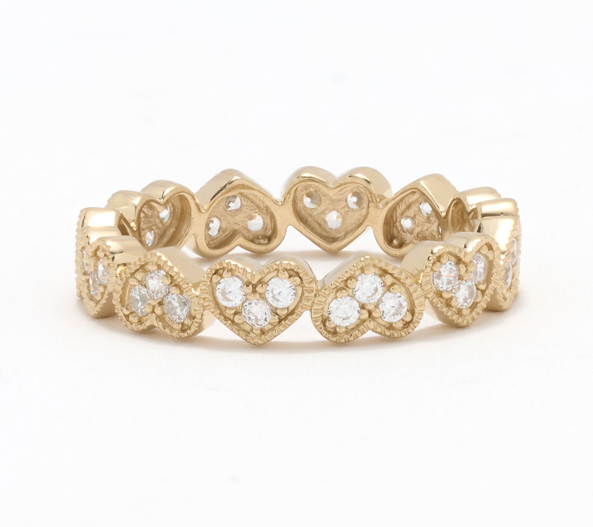  Diamonique Heart Eternity Ring, Sterling Silver