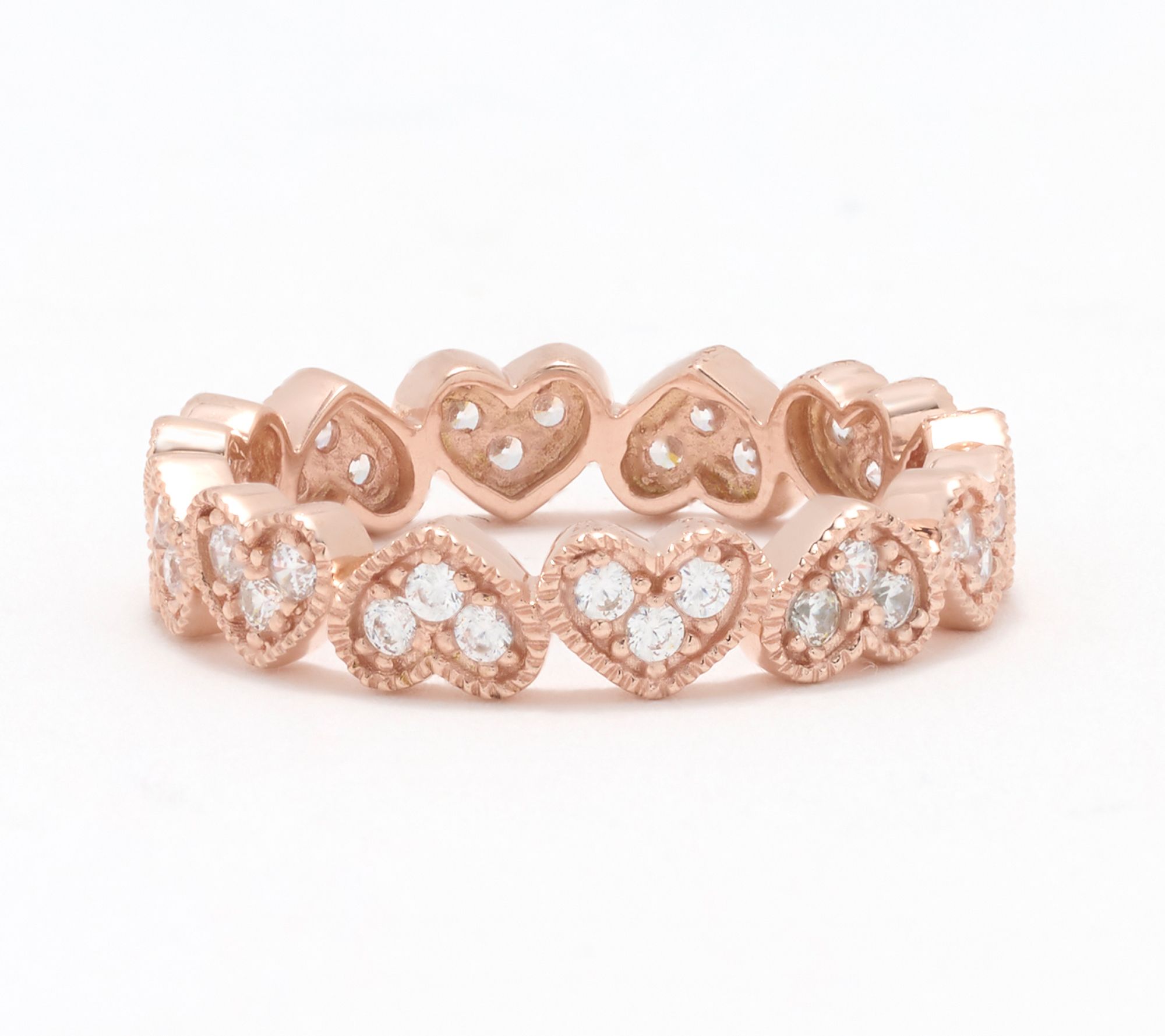 Diamonique Heart Eternity Ring, Sterling Silver