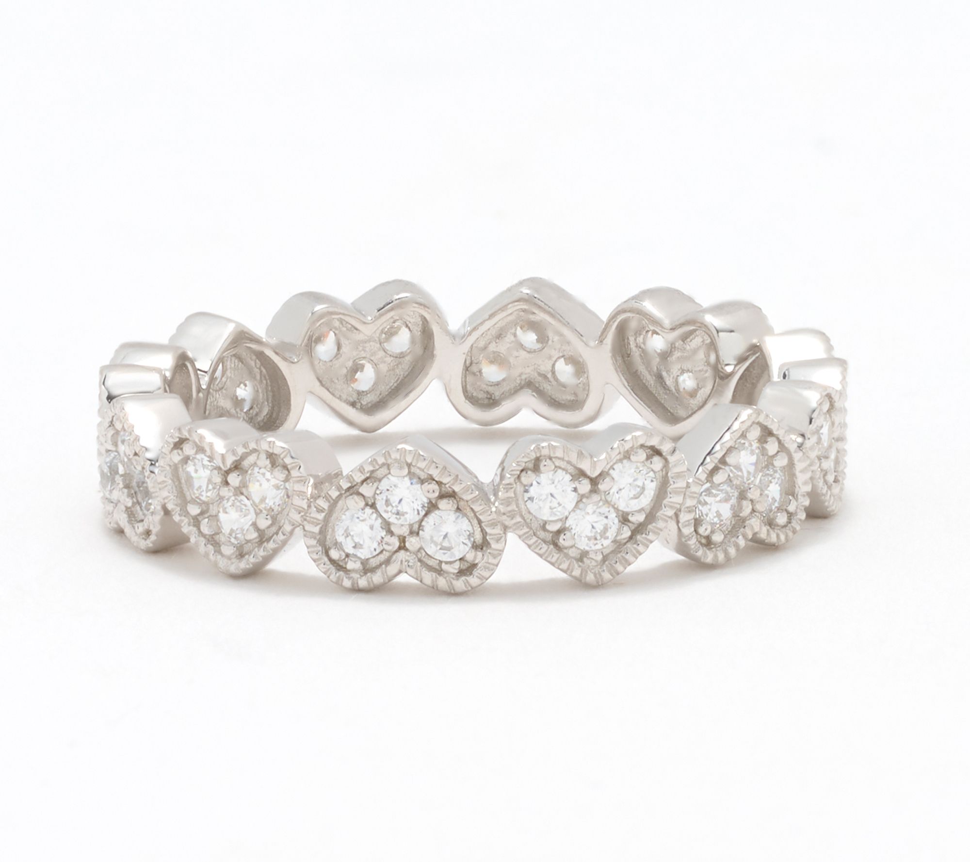 Diamonique Heart Eternity Ring, Sterling Silver