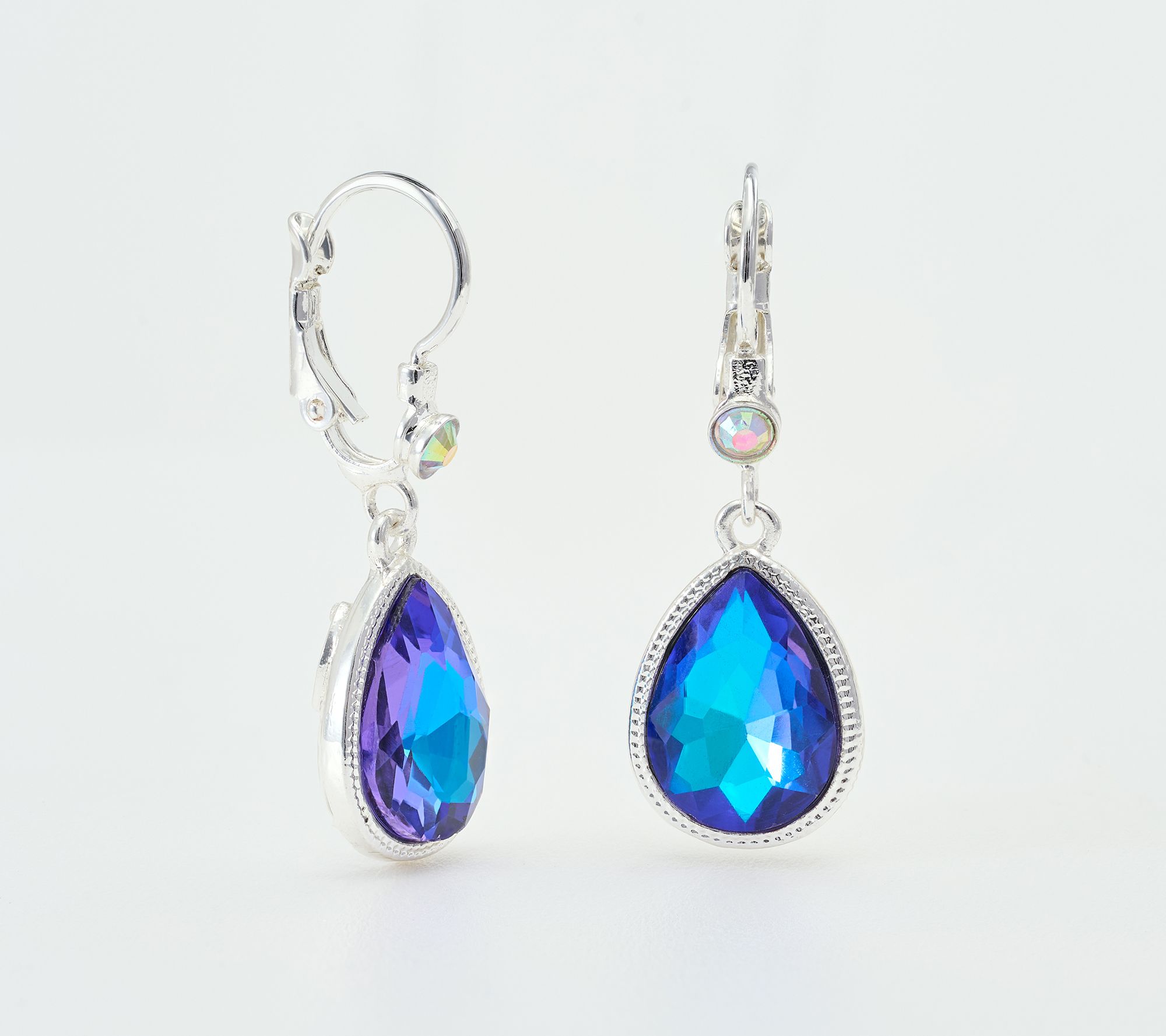 Kirks Folly Misty Crystal Teardrop Leverback Earrings