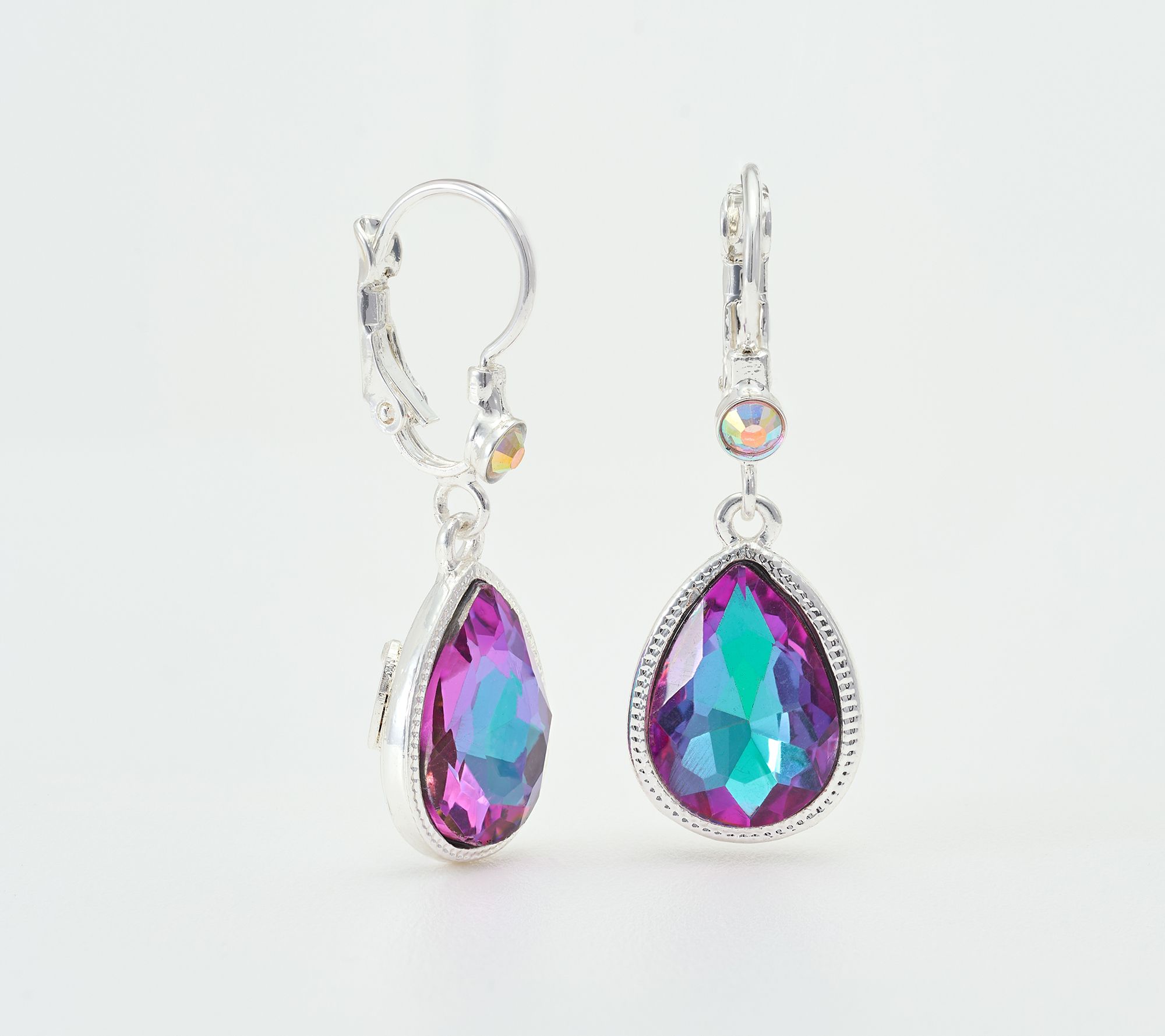 Kirks Folly Misty Crystal Teardrop Leverback Earrings