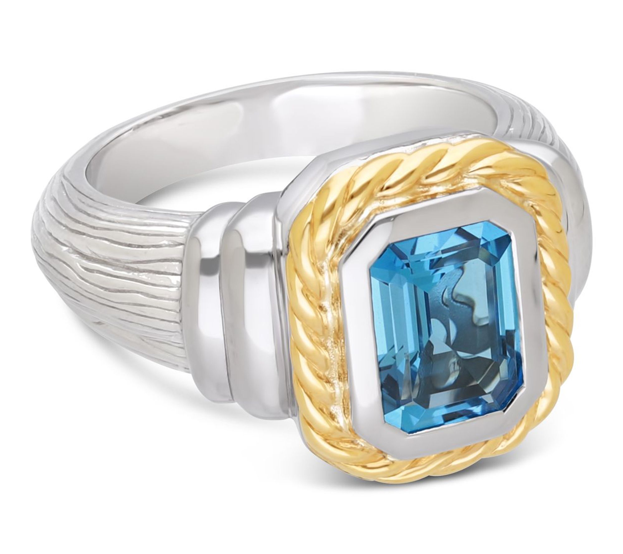 Ariva Sterling Silver & 18K Gold Blue Topaz Ring