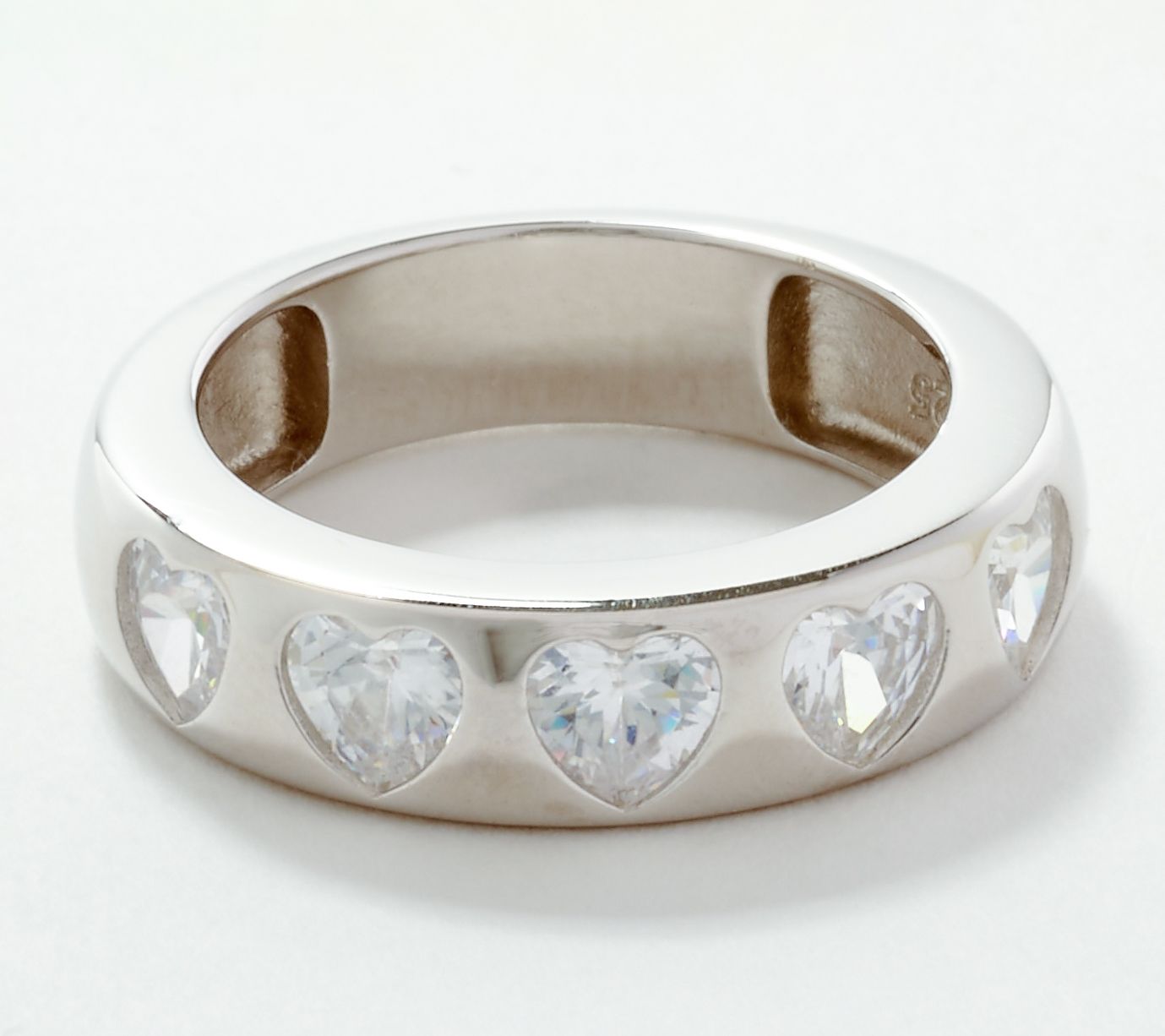 "As Is" Diamonique x Melissa McGoff Heart Band Ring Sterling