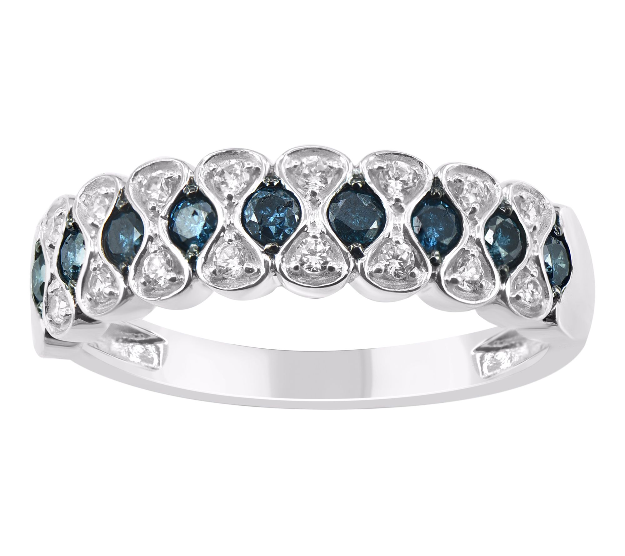 Affinity Diamonds Blue & White Diamond Ring, Sterling Silver