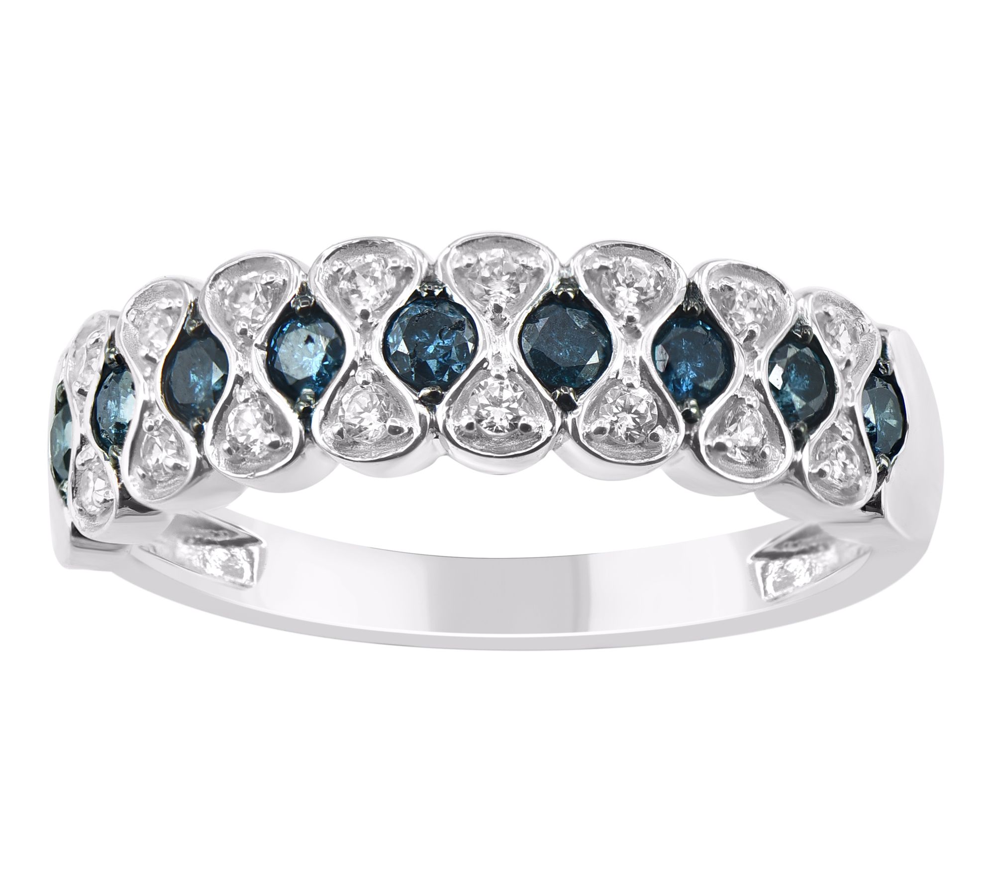 Affinity Diamonds Blue & White Diamond Ring, Sterling Silver