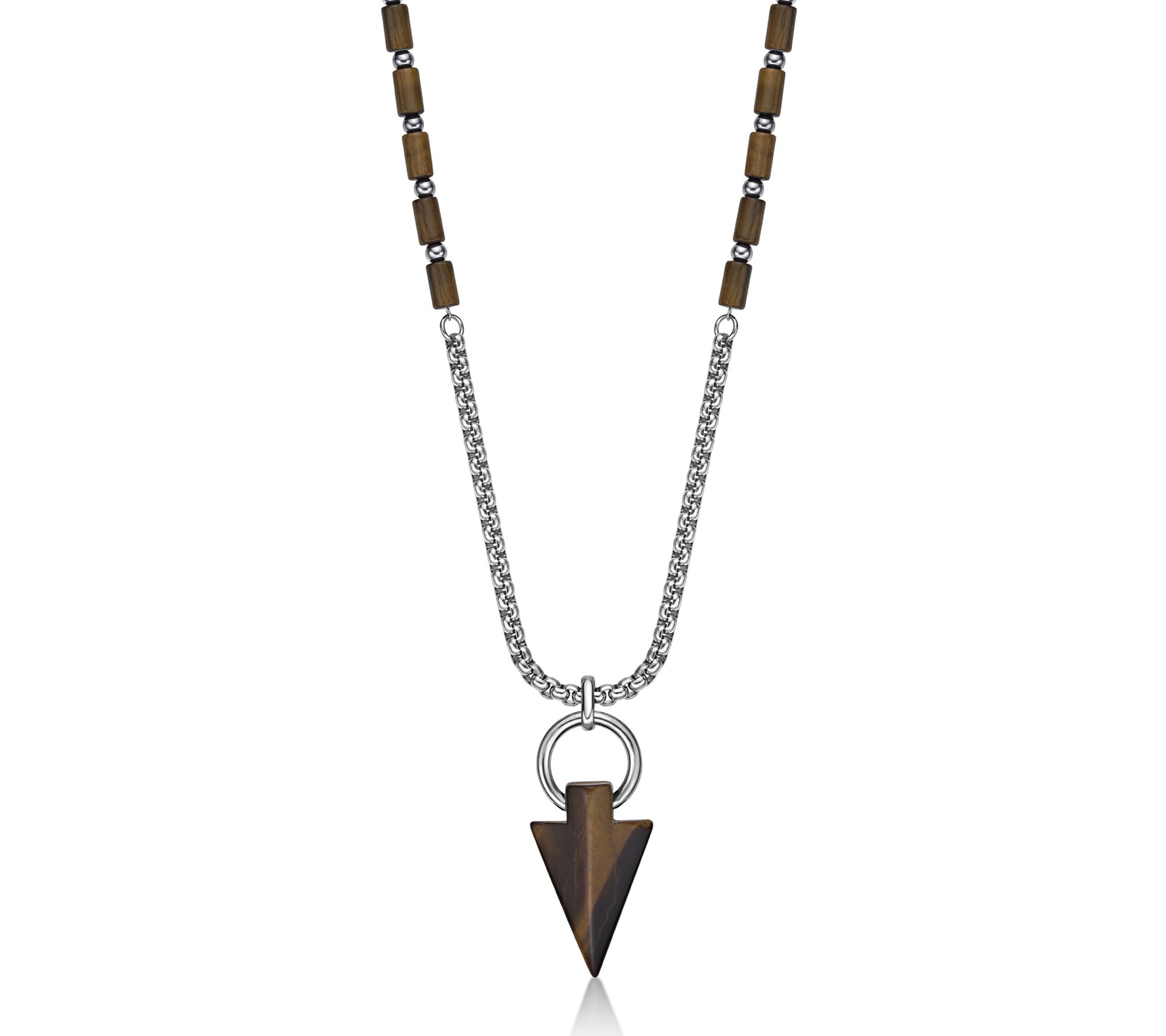 LYNX Men's Sterling Tiger Eye Arrowhead Pendantw/ Chain