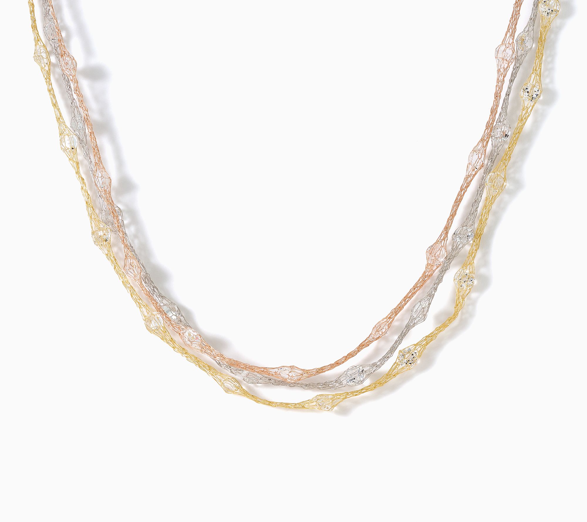 David Markstein Bronze White Topaz Layered Mesh Necklace