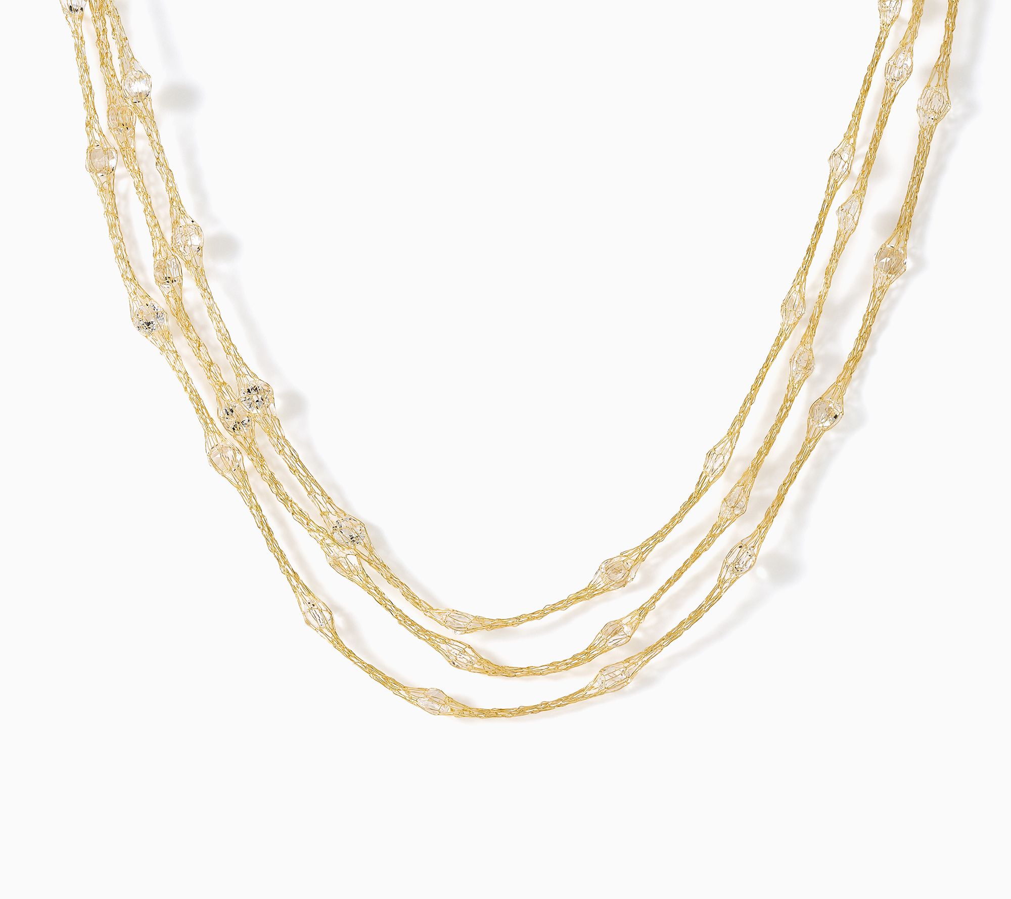 David Markstein Bronze White Topaz Layered Mesh Necklace