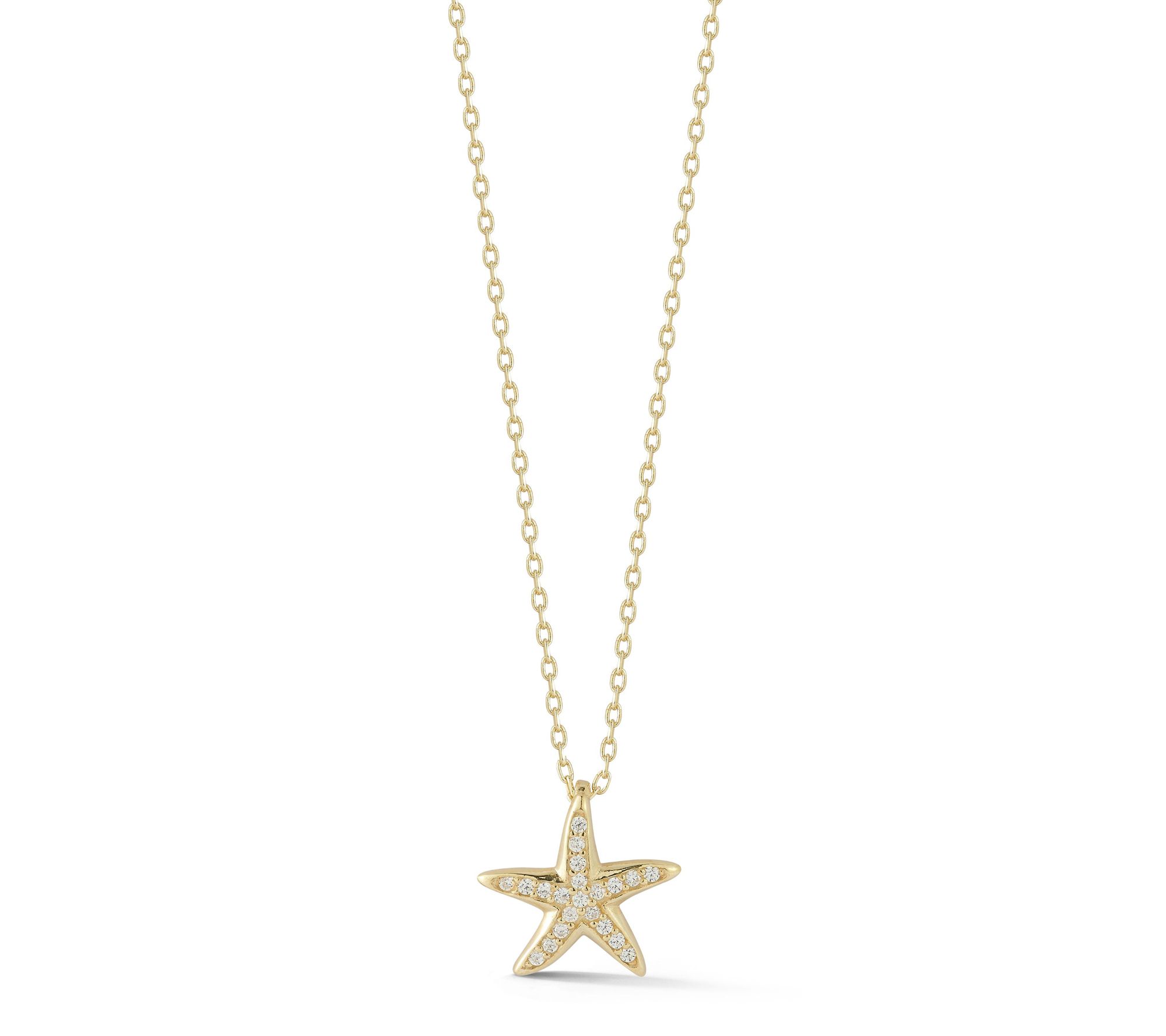 Sterlina Silver Pave Starfish Pendant w/ Chain, Sterling