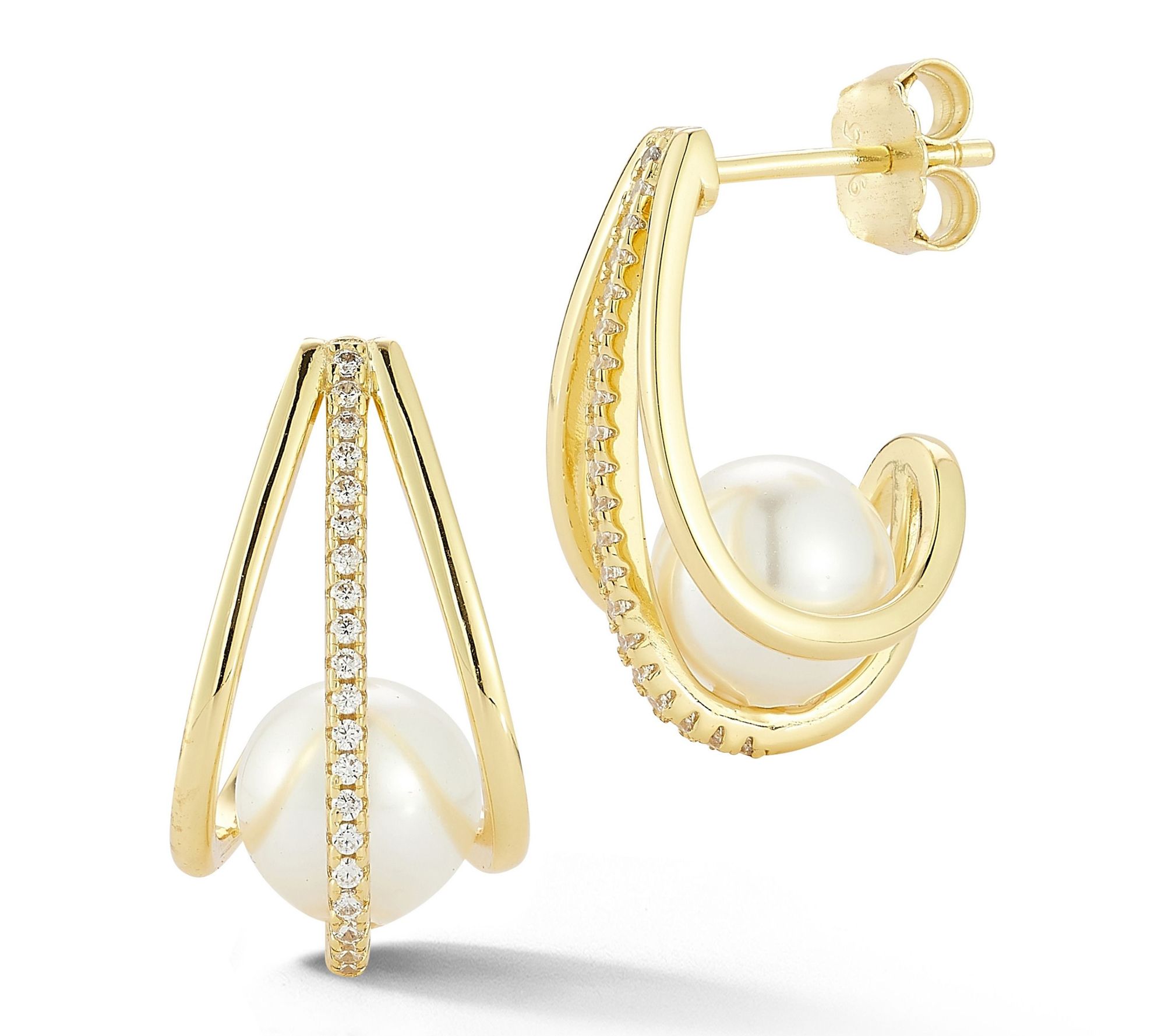 Rachel Zoe Cultured Pearl Cage Hoop Earrings, Sterling