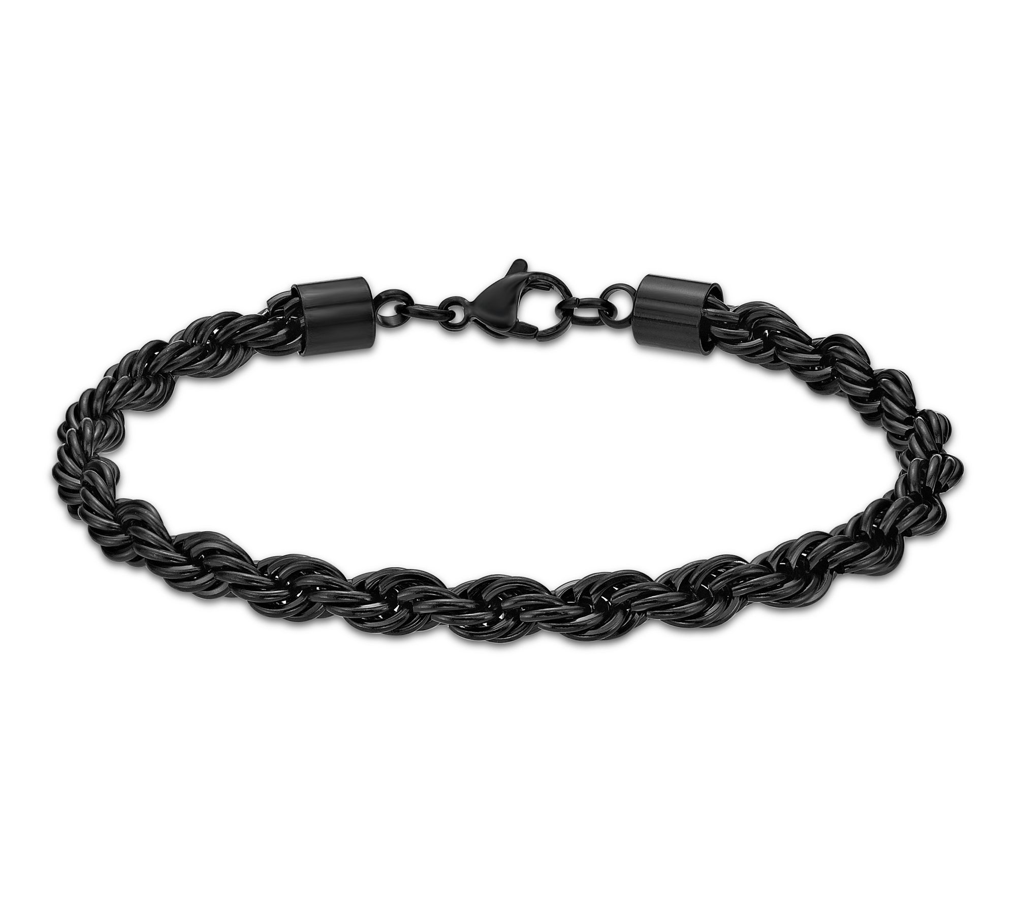 LYNX Men's Black IP Stainless Steel Rope ChainBracelet