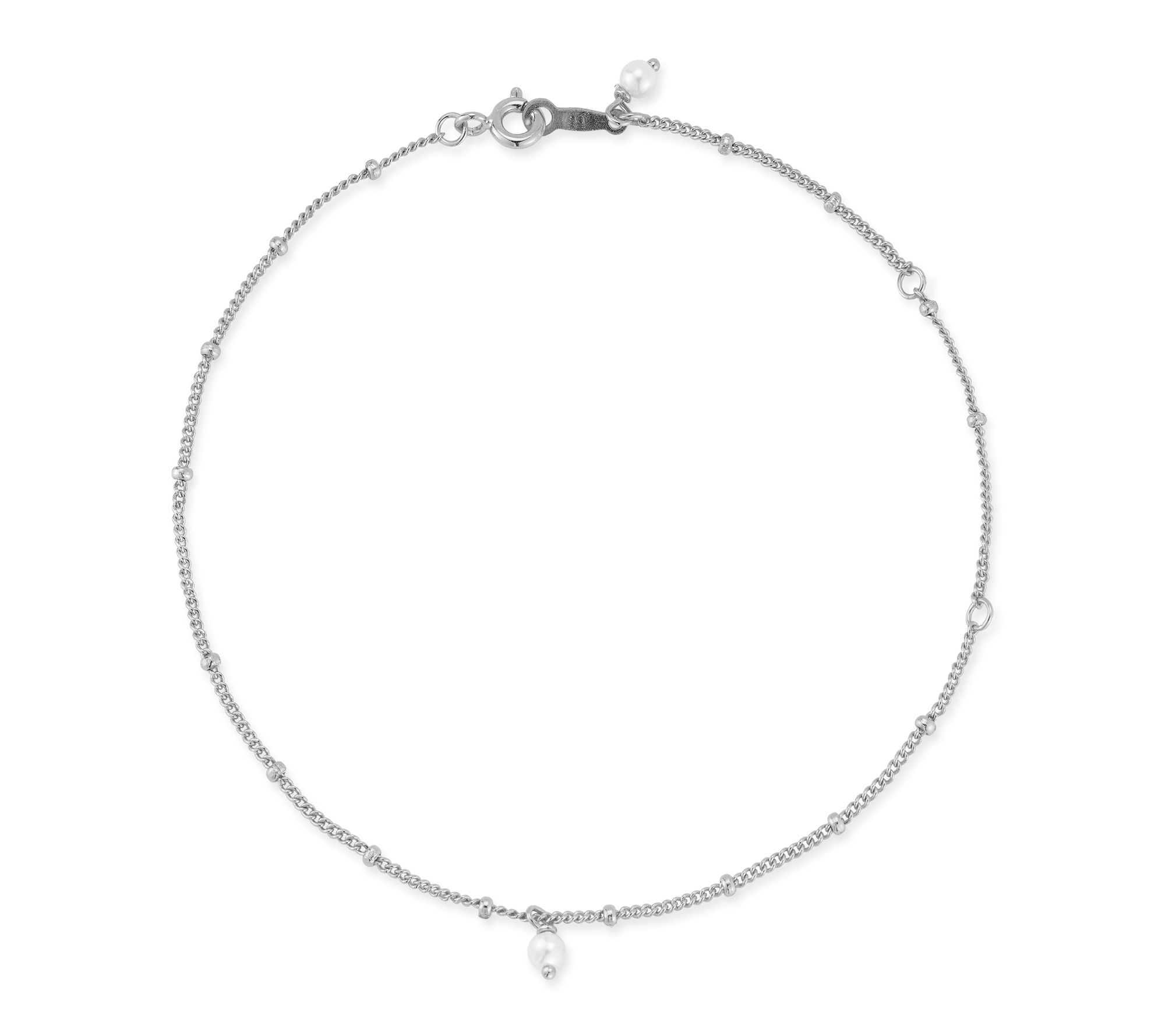Sterlina Silver Cultured Pearl Ball Ankle Bracelet, Sterling