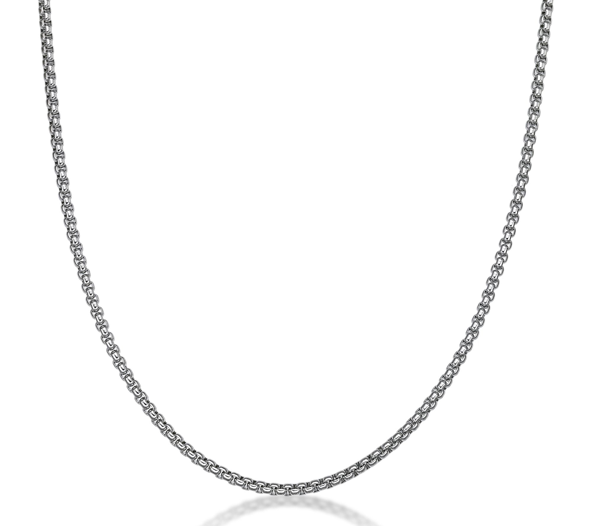 LYNX Men's Stainless Steel 4MM Round Box Chain Necklace
