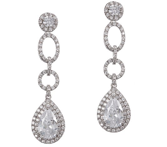 Nina Jewelry Pave Pear Drop Earrings - QVC.com
