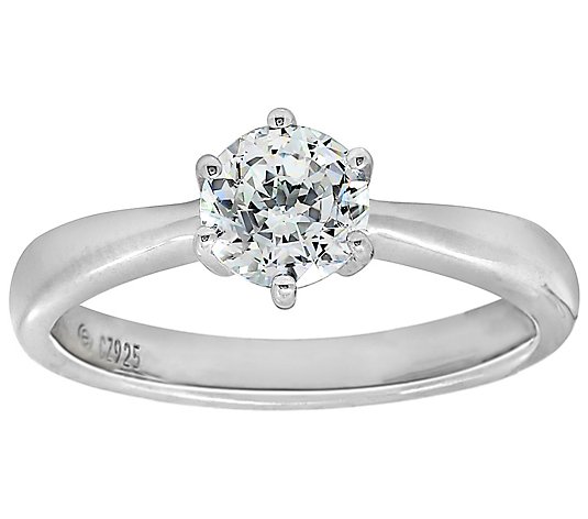 Diamonique 1.00cttw Round Solitaire Ring, Sterling