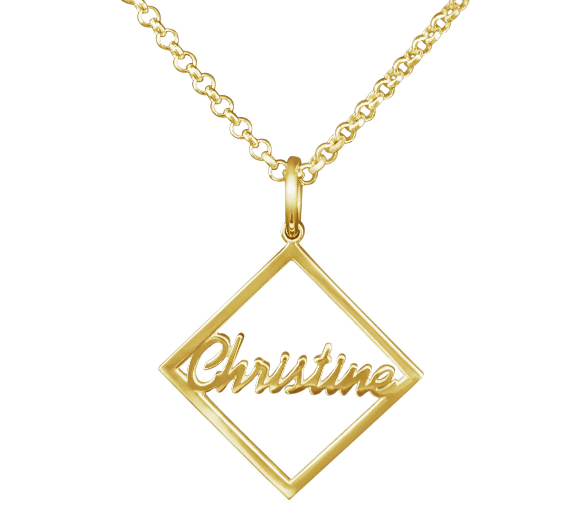 14K Yellow Gold-Plated Personalized Framed Name Pendant