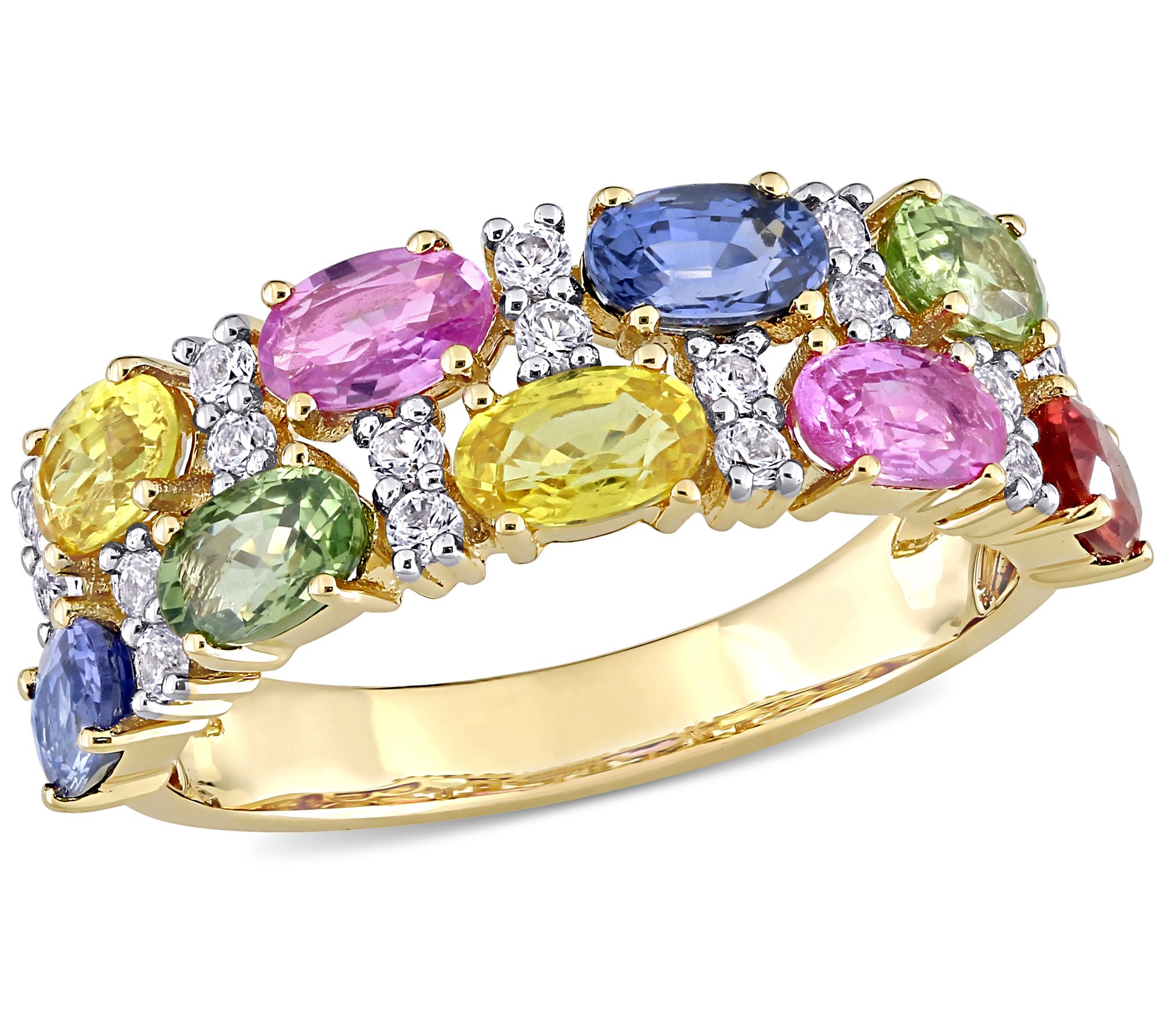Bellini 14K Gold 3.40 cttw Oval Colors of Sapphire Ring - QVC.com