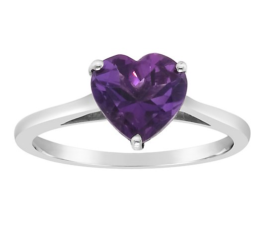 Sterling Silver Heart-Shaped Gemstone Ring
