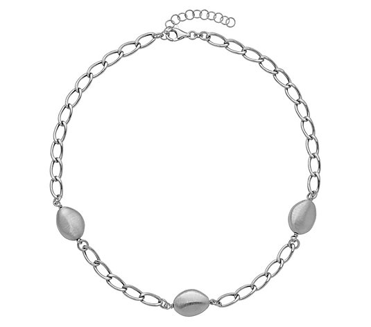 Italian Silver Oval Link & Disc Necklace, 16.7g