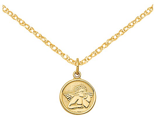 14K Gold Raphael Angel Medal with Chain