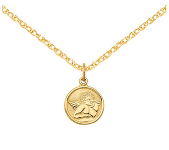 14K Gold Raphael Angel Medal with Chain - J488381