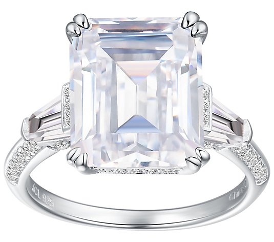 Diamonique Sterling Silver 8.55 cttw Emerald-Cut Ring