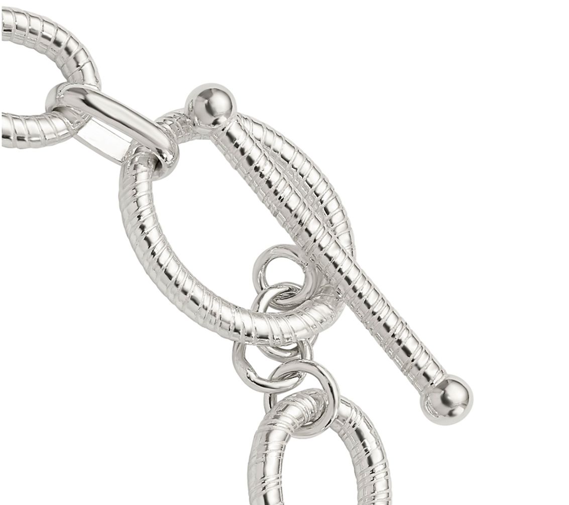 Sterling Silver Textured Oval Link Bracelet, 13.1g - QVC.com