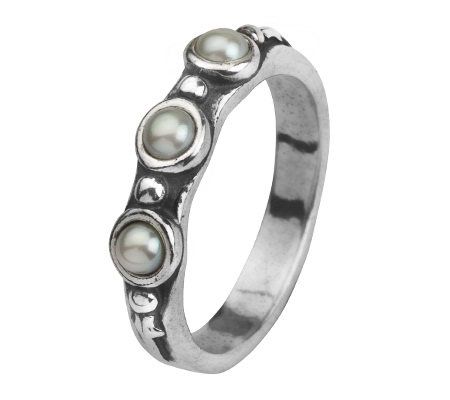 Or Paz Sterling Set of 3 Cultured Freshwater Pearl Stack Ring - QVC.com