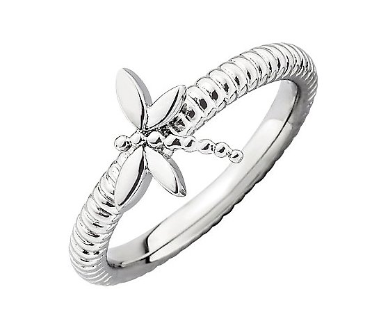 Simply Stacks Sterling Dragonfly Textured Ring