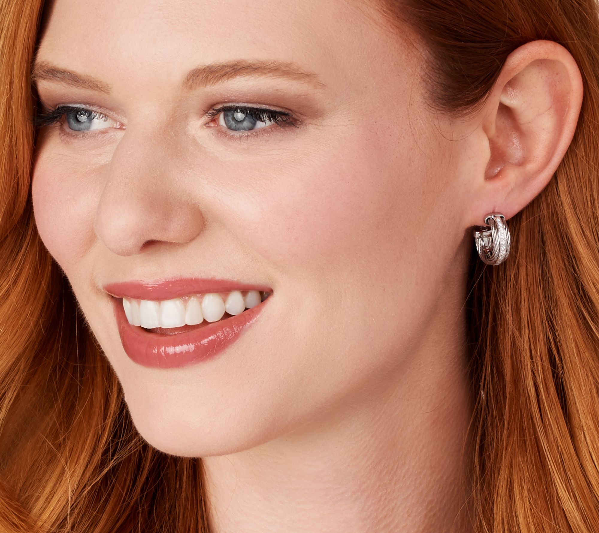 "As Is" ALOR Cable Stainless Steel & Diamond Hoop Earrings