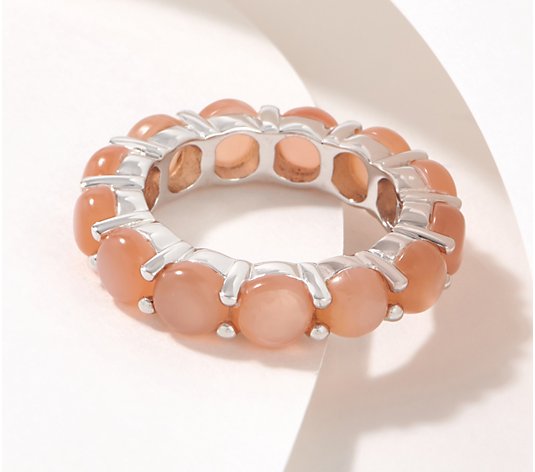 Affinity Gems Moonstone Cabochon Eternity Ring, Sterling Silver