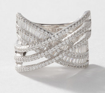 Diamonique Bypass Ring, Sterling Silver - J371782