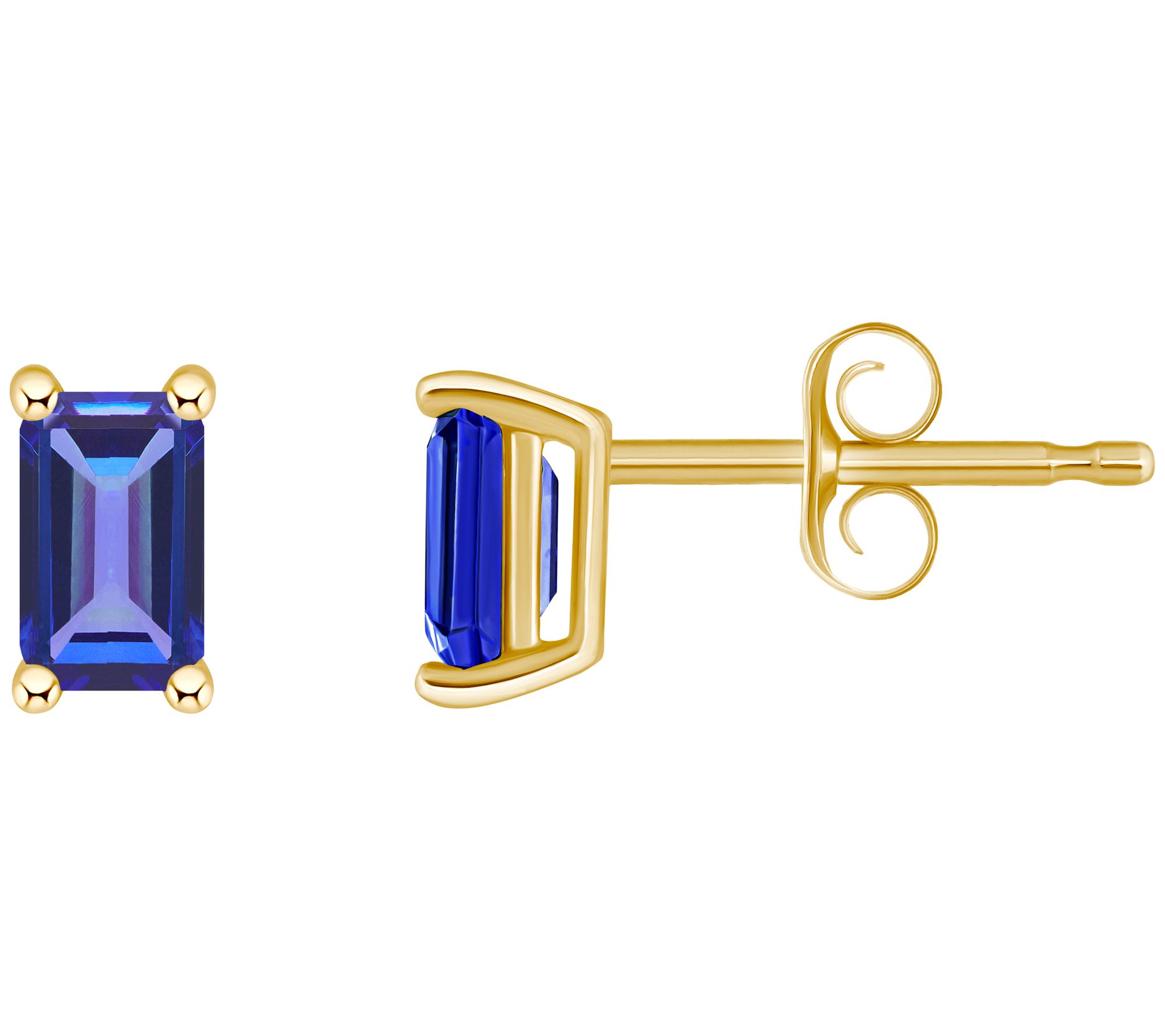 14K Gold Emerald Cut 0.50 cttw Tanzanite Stud E arrings